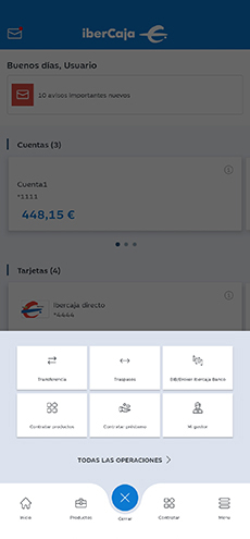 Imagen del móvil de la banca digital