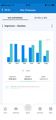 Imagen del móvil del control de finanzas