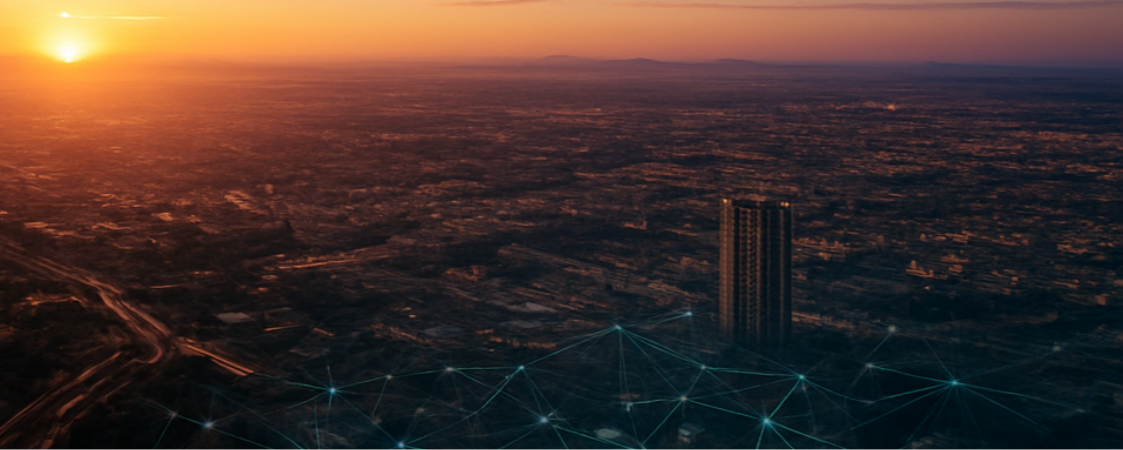 Amanecer sobre una gran ciudad