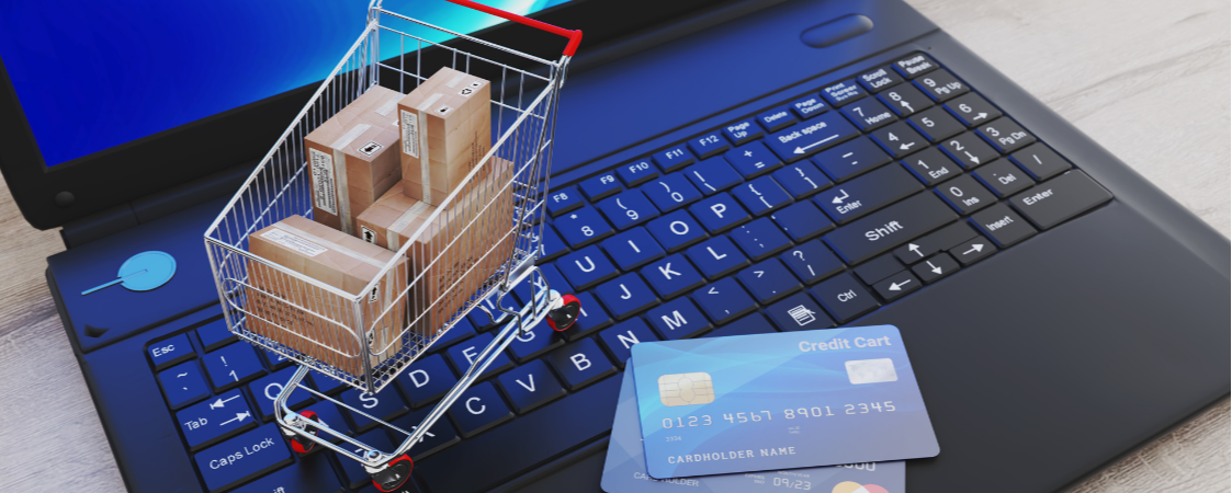 ordenador y carrito compra