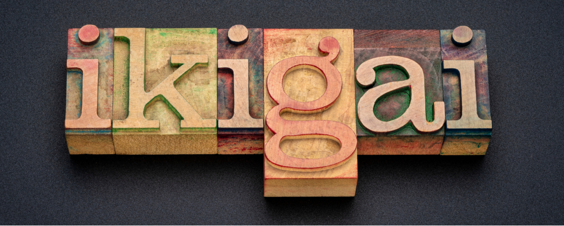 Cartel con las letras ikigai