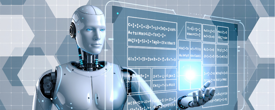 Robot IA haciendo cálculos