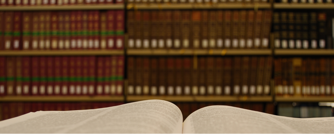 Libro abierto con muchos libros en estanterias